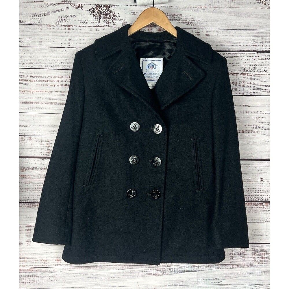 Sterlingwear US Navy Peacoat Women's 8R Black 100% Wool DSCP Quarterdeck